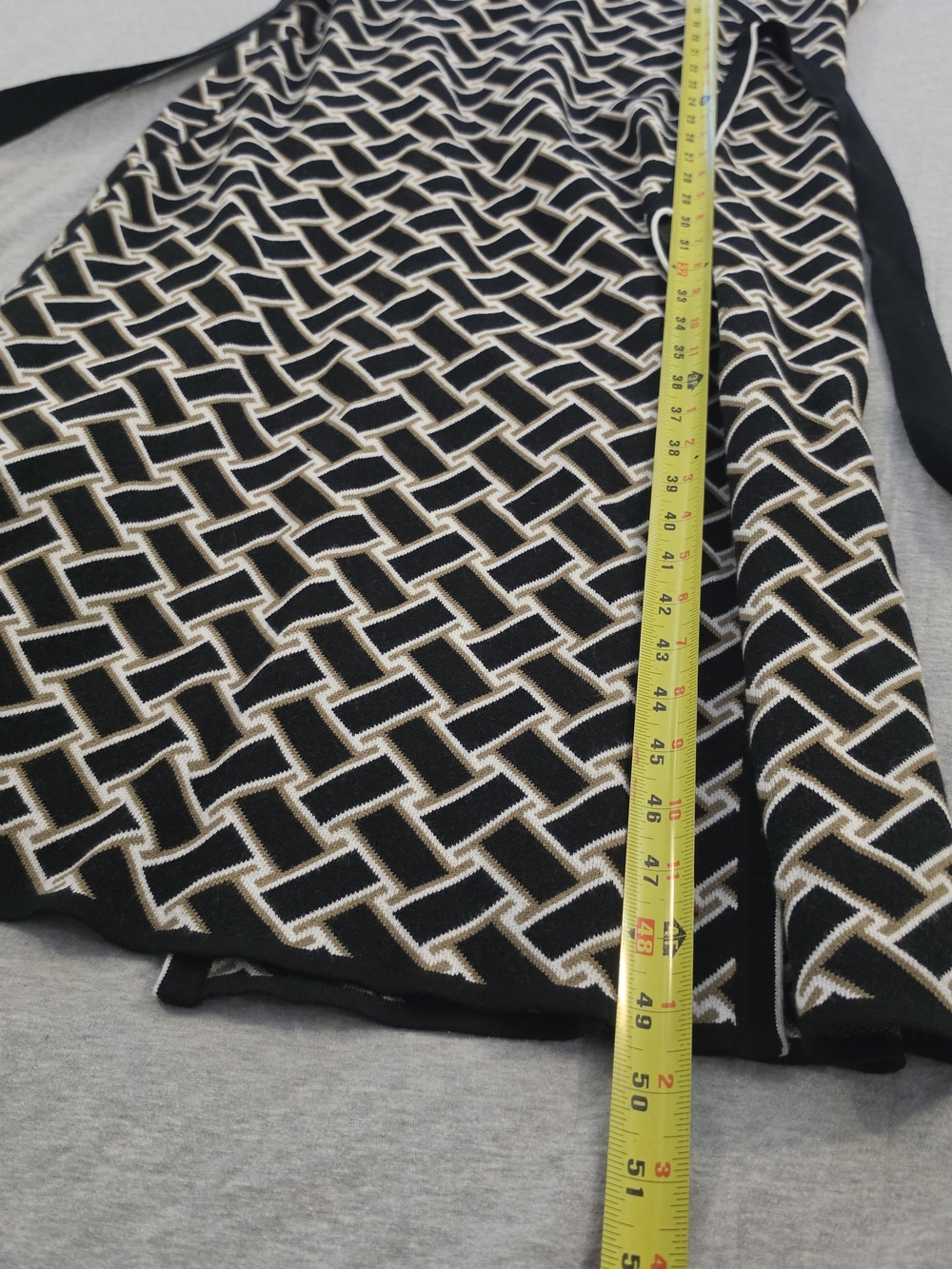 Diane Von Furstenberg Black and Cream Geometric Wrap Maxi Dress - Picture 3 of 5